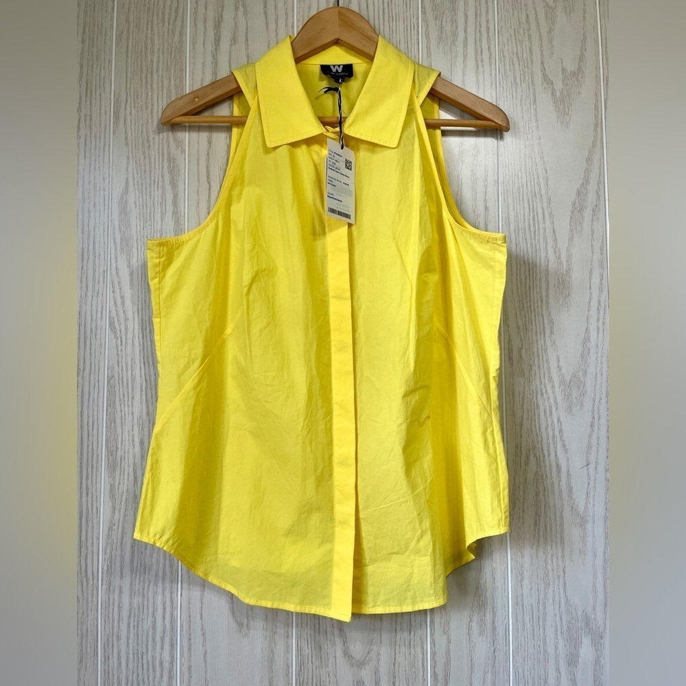 W by Worth Sunflower Poplin Cutaway Blouse in Size 12, NWT